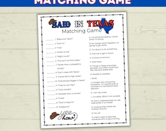 Texas Matching Trivia Game for Kids, State Activity, Fun Fact Quiz, Party Activity, Family Game Night, Youth, Icebreaker, Said in Texas