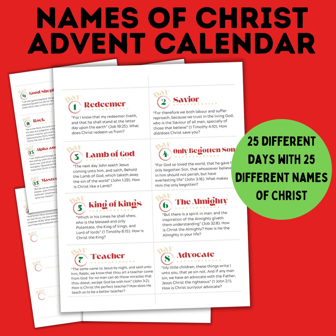 Names Of Christ Advent Calendar Christmas Advent Calendar Christmas