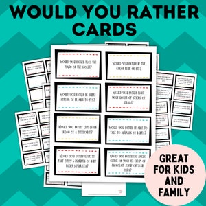 Would You Rather for Kids Question Cards for Kids Kids Games Kids Cards Would You Rather Questions for Kids image 3