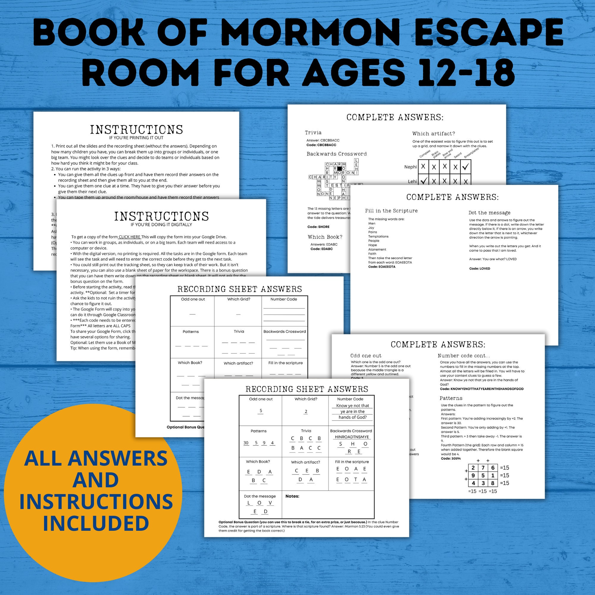 Book of Mormon Escape Room for Youth - Etsy