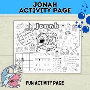 Jonah and The Whale Activity Page: Sunday School Coloring (PDF Download)