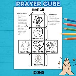 Attività del cubo della preghiera, pagine da colorare con la preghiera, lavoretti biblici per bambini, fede, chiesa, lavoretti cristiani, lavoretti per la scuola domenicale, come pregare, istruzione parentale
