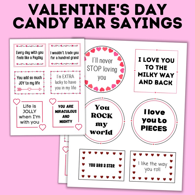 Valentine's Day Candy Bars Sayings | Candy Bar Sayings | Valentine's ...