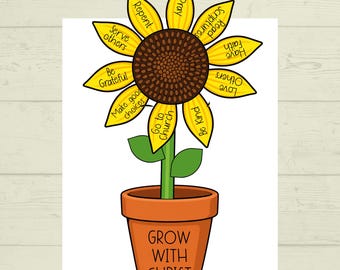 Sunflower Craft, Sunday School Craft, Grow with Christ Craft, Bible Lesson, Homeschool, VBS, Christian Activity, Fall Christian Craft