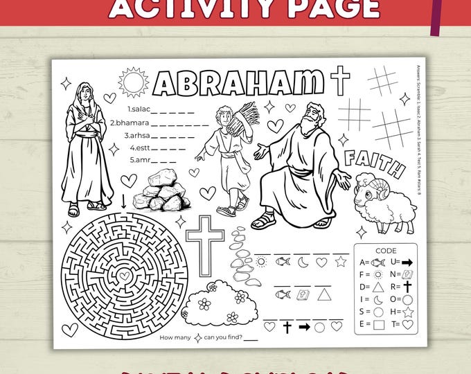 Bible Character Christian Coloring and Activity Lesson Page for Kids