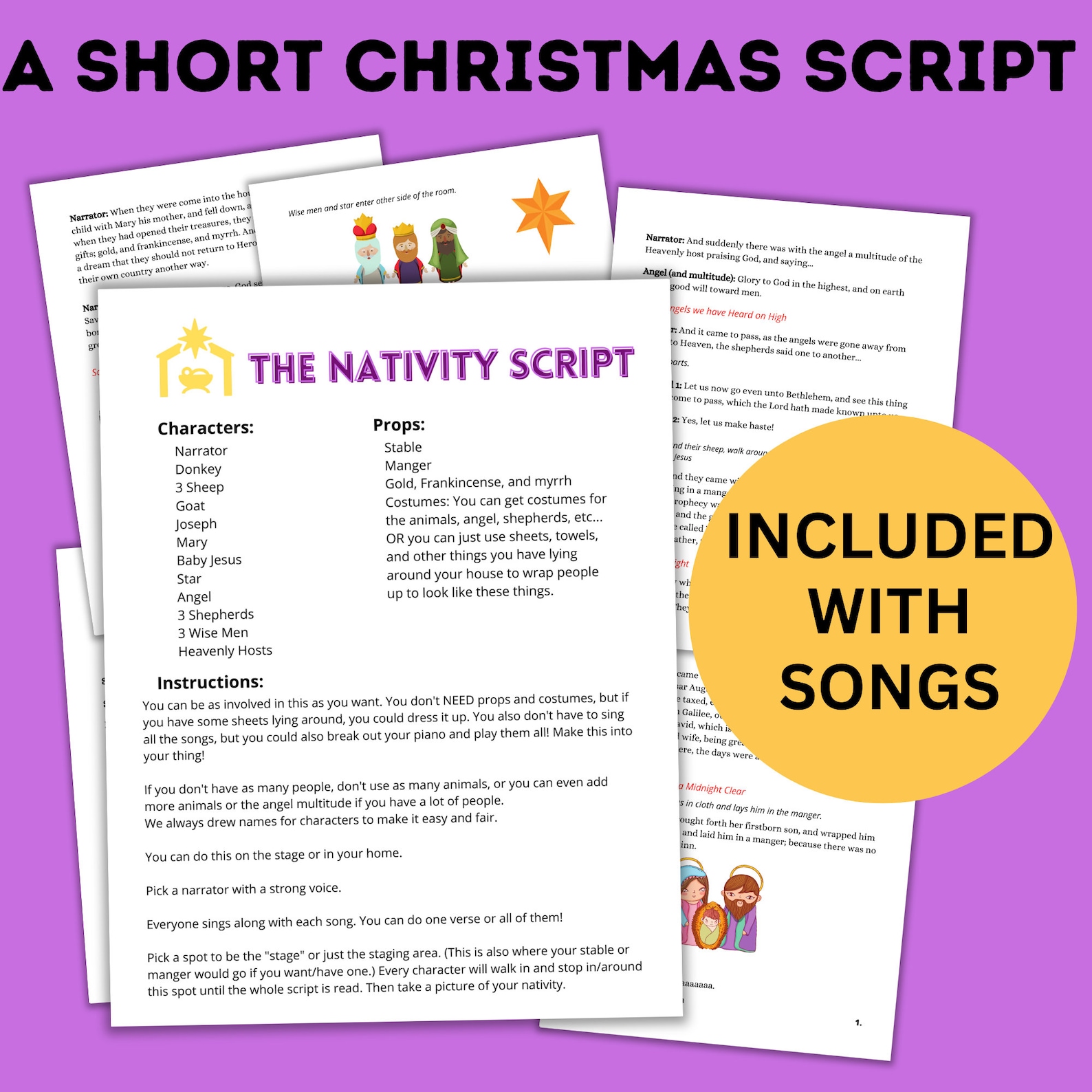 The Nativity Scene for Kids the Nativity Skit Nativity Script Act Out