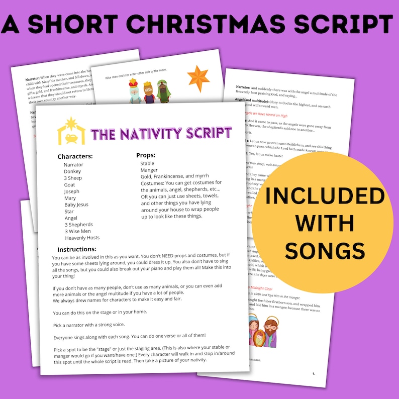 The Nativity Scene for Kids the Nativity Skit Nativity Script Act Out