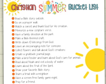 Summer Christian Bucket List for Kids, Christian Activity, Summer Activities, To-do List, Sunday School Activity, Family Activity, Youth