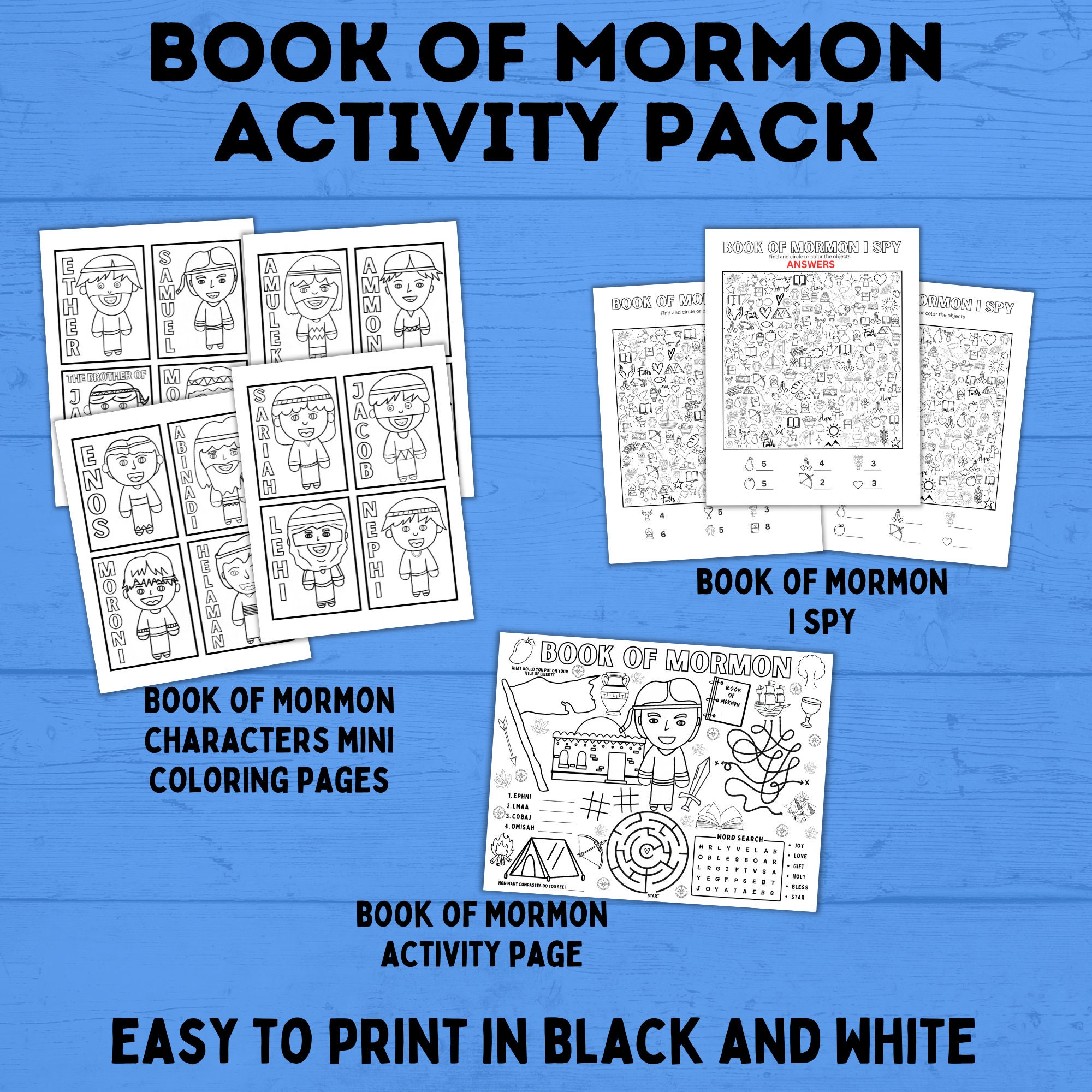 Book of Mormon Activity Pack for Kids Book of Mormon Crafts Book of ...