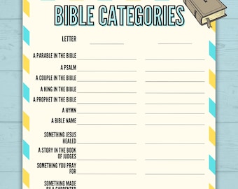 Youth Bible Games, Bible Categories, Think Fast Game, Church Game for Kids and Youth, Christian Word Sunday School Activity, Bible Study