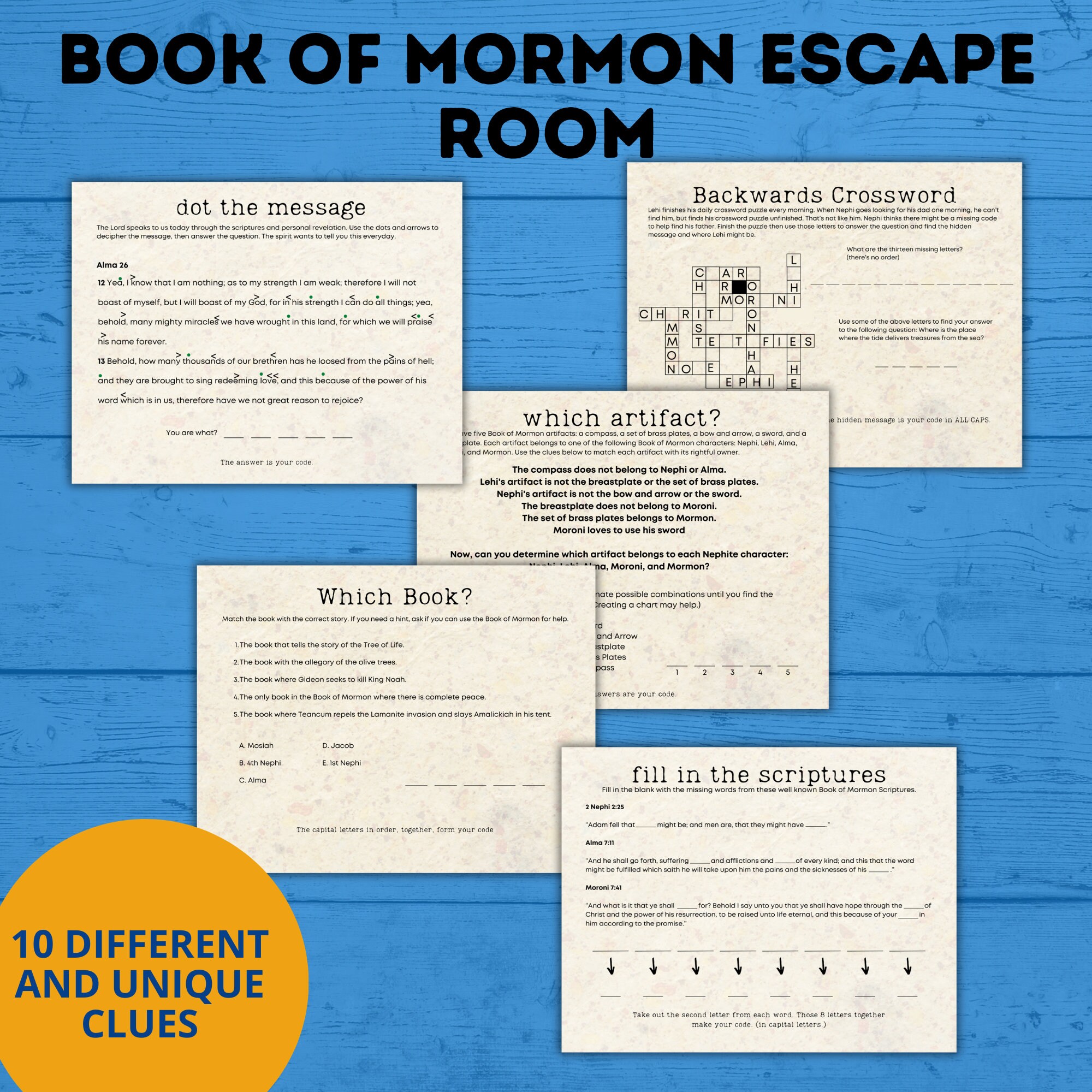 Book of Mormon Escape Room for Youth - Etsy