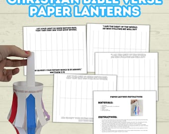 DIY Christian Paper Lantern, Sunday School Jesus Crafts, Let Your Light Shine, Scripture Memory, Digital Download, Printable, PDF