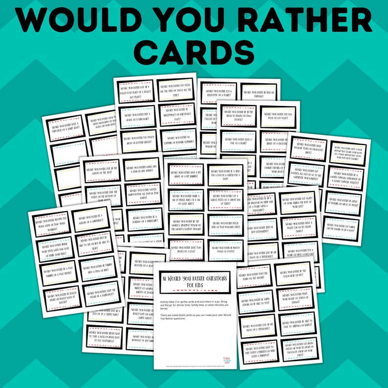 Would You Rather for Kids Question Cards for Kids Kids Games Kids Cards Would You Rather Questions for Kids image 1