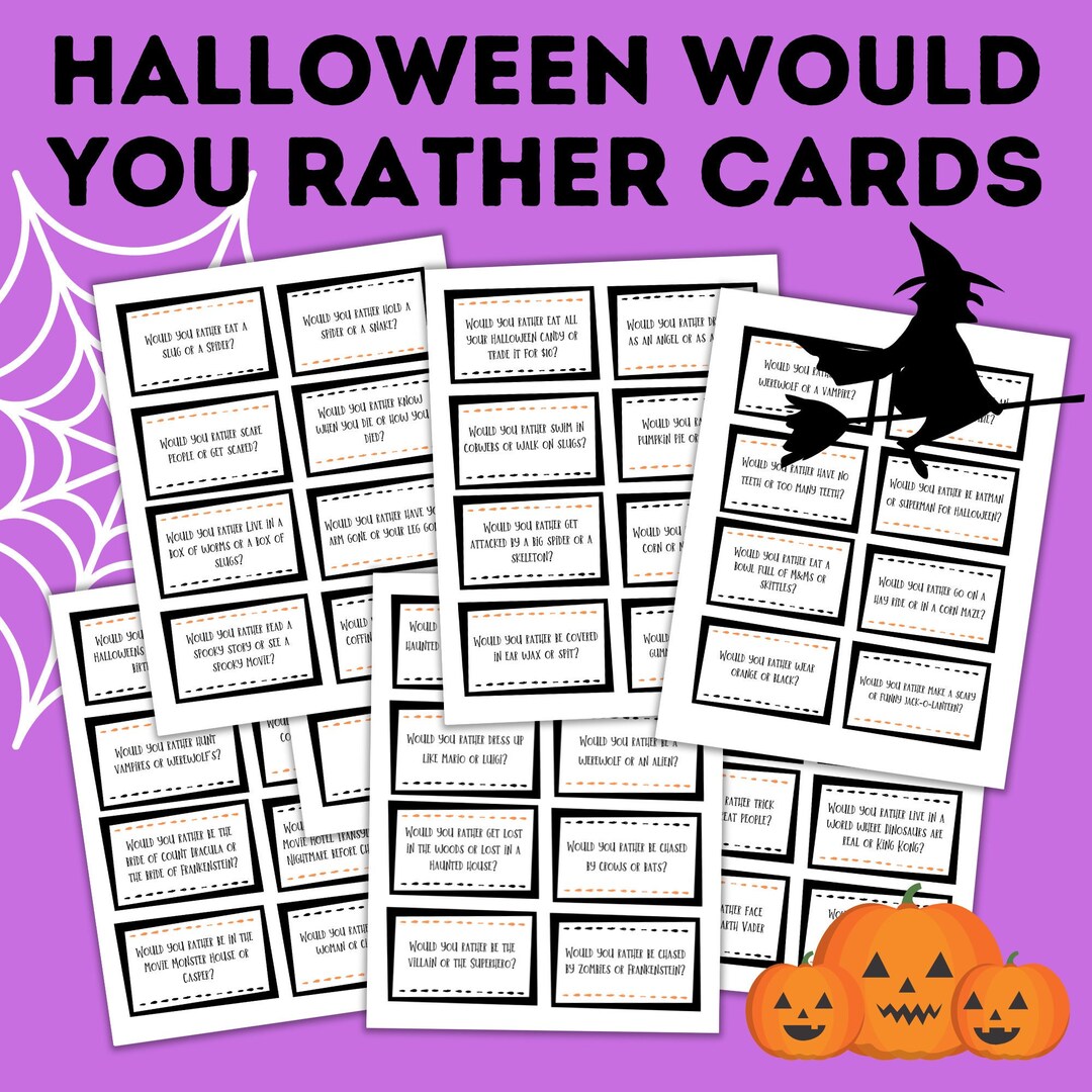 Halloween Would You Rather Cards for Kids  Halloween Games