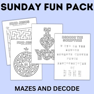 Sunday School Activity Fun Pack Sunday School Craft Church Activities ...