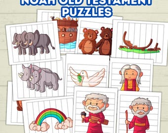 Preschool Toddler Bible Sunday School Lessons Puzzle, Old Testament, Bible Characters, Come Follow Me, Noah Puzzle Printable, Digital