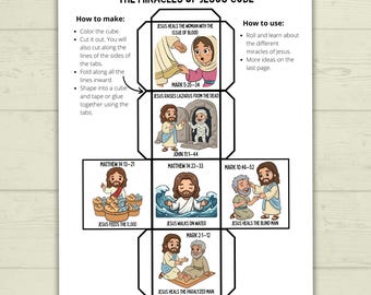 Miracles of Jesus Cube Craft, Jesus Craft, Bible Cube Craft, Sunday School Craft, VBS, Homeschool, Christian Activity, Jesus Life Craft