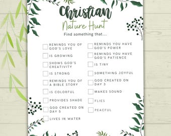 Christian Nature Walk for Kids, Christ Scavenger Hunt, Bible Scavenger Hunt, Nature Hunt, Christian Activity, VBS, Sunday School Activity