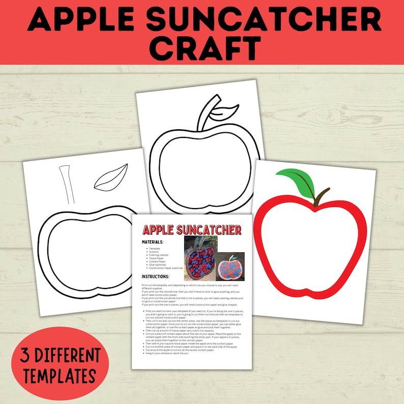 Apple Suncatcher Craft for Kids | Apple Template | Apple Craft | Kids ...