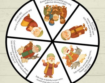 Job Bible Story Spinner Craft, Bible Craft, Sunday School Craft, Job Lesson, VBS, Homeschool, Christian Activity, Old Testament Craft