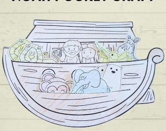 Noah's Ark Craft, Noah's Cut and Paste Craft, Sunday School Craft, Bible Craft, Homeschool, VBS, Genesis, Old Testament, Christian Worksheet