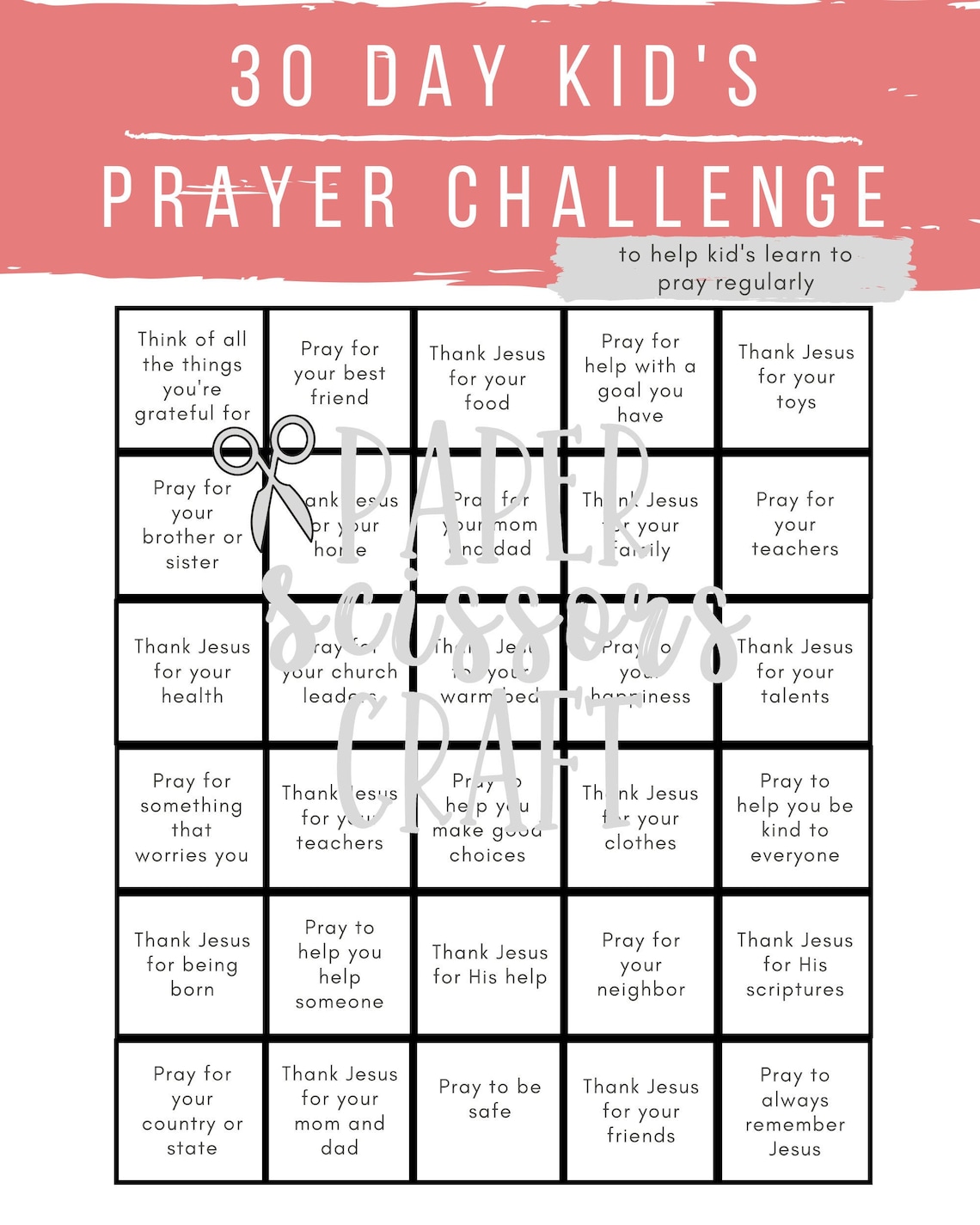Prayer Chart For Kids