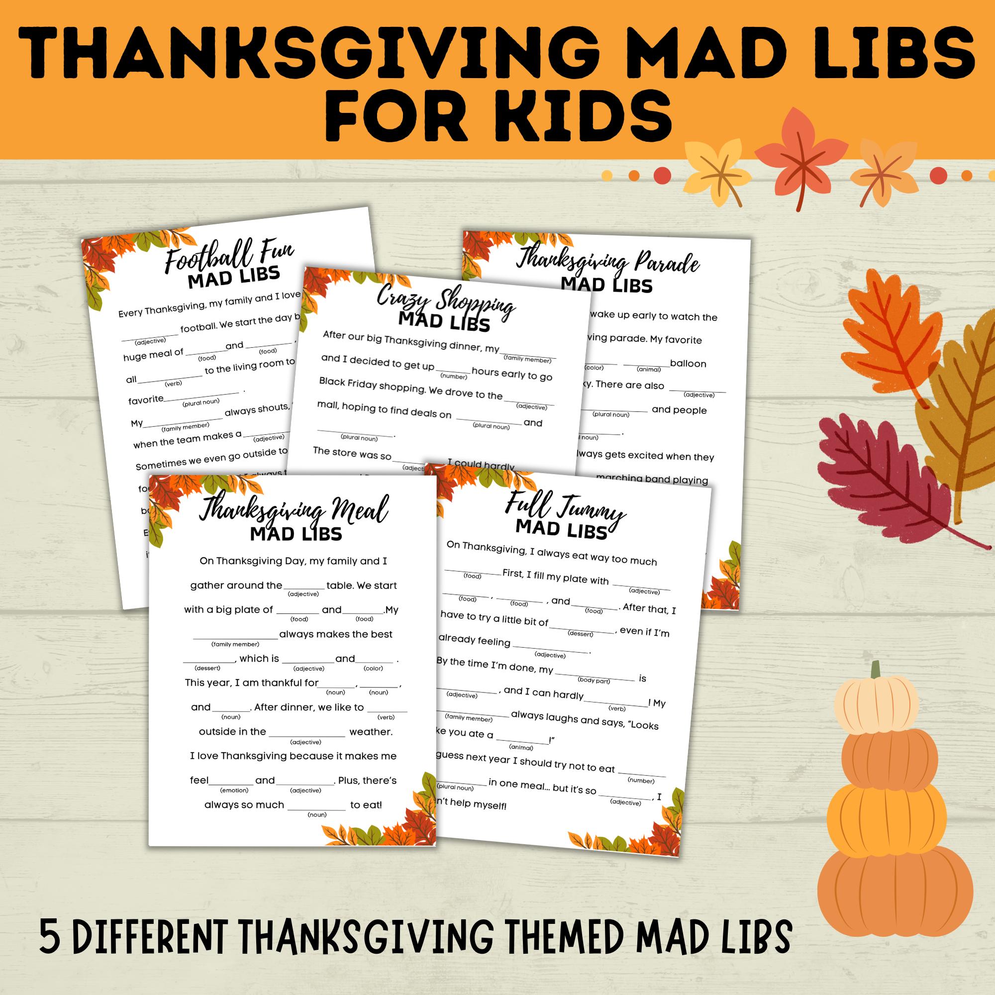 Thanksgiving Mad Libs for Kids | Thanksgiving Games | Kids Games ...