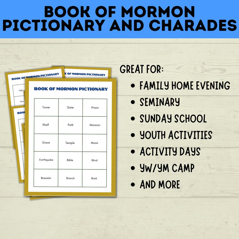 Book of Mormon Pictionary and Charades | Book of Mormon Games | Youth Games | LDS Games ...