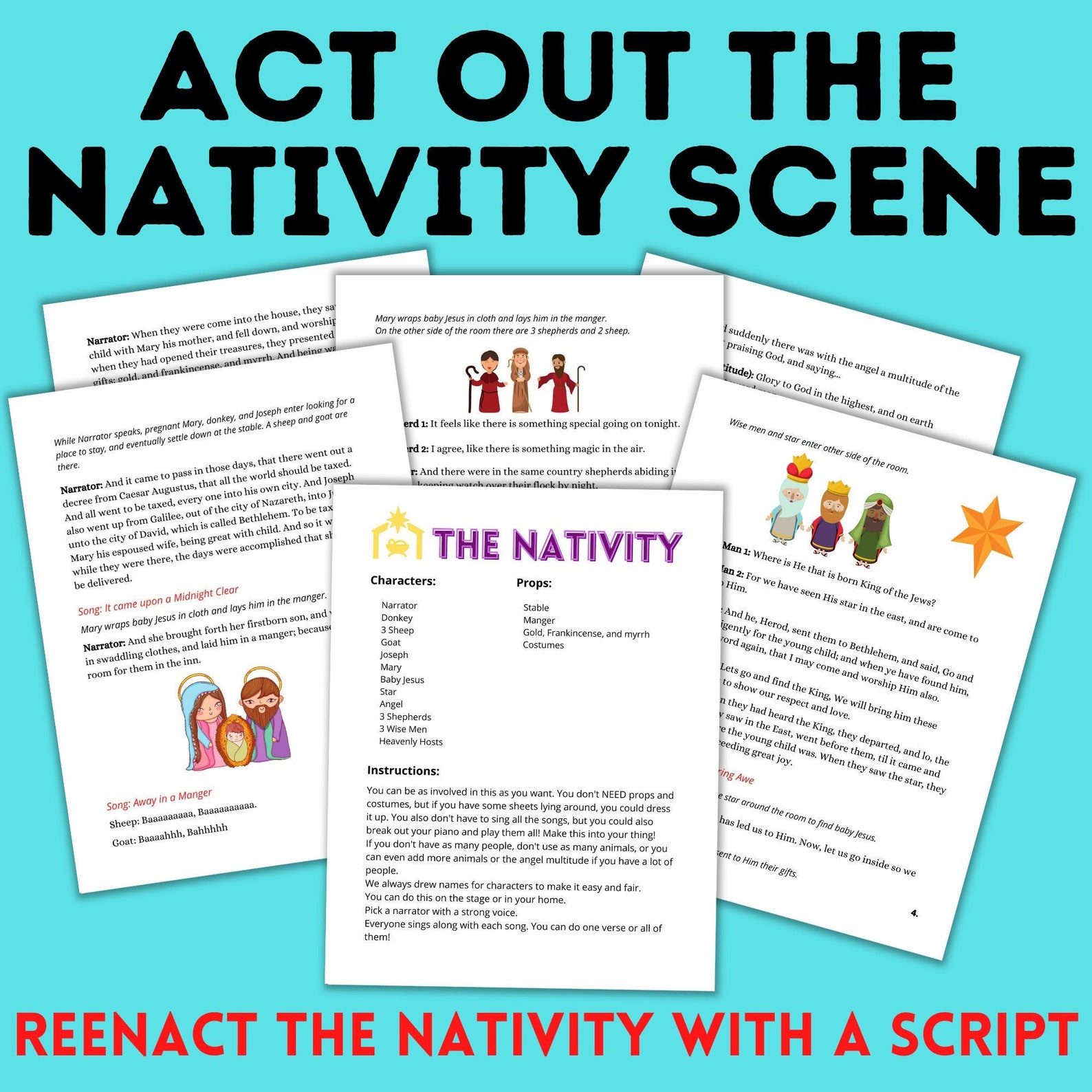 The Nativity Scene for Kids the Nativity Skit Nativity Script Act Out