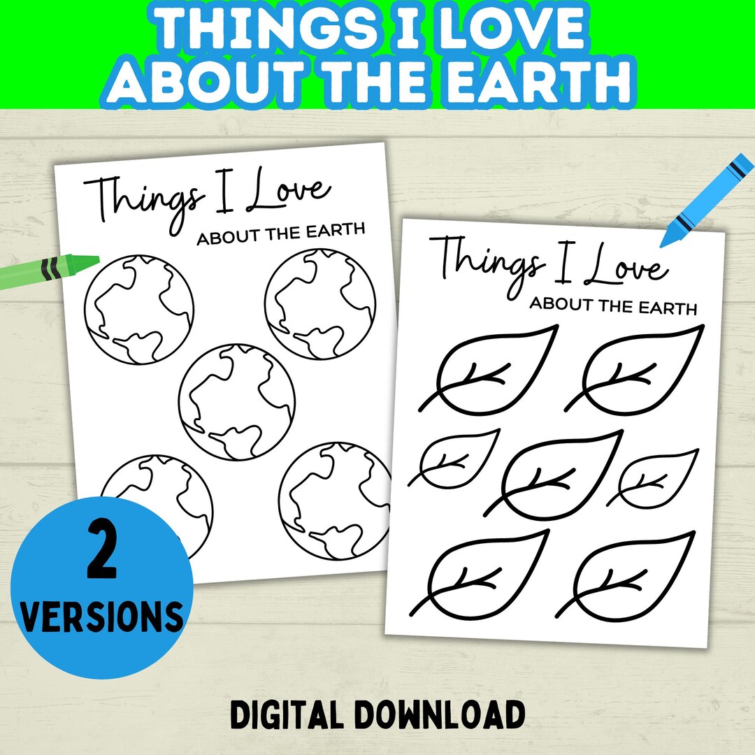 Earth Day Coloring Page: 'things I Love' Kids Activity (PDF Download ...