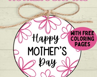 Mother's Day Tag, Happy Mother's Day, Gift Tag for Mom, Gifts for Mom, Cookie Tag, Floral Mom Tag, Flowers Tag, Wife, Mama, Packaging Tag