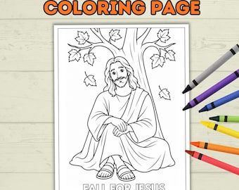 Fall for Jesus Coloring Page, Fall Coloring Page, Christian Activity, Sunday School Activity, Christian Coloring Page, Jesus Coloring Page