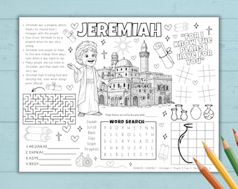 Bible Jeremiah Story Activity Page, Sunday School Craft, Christian Activity, Bible Lesson for Kids, Faith Lesson, Church Craft, Seminary