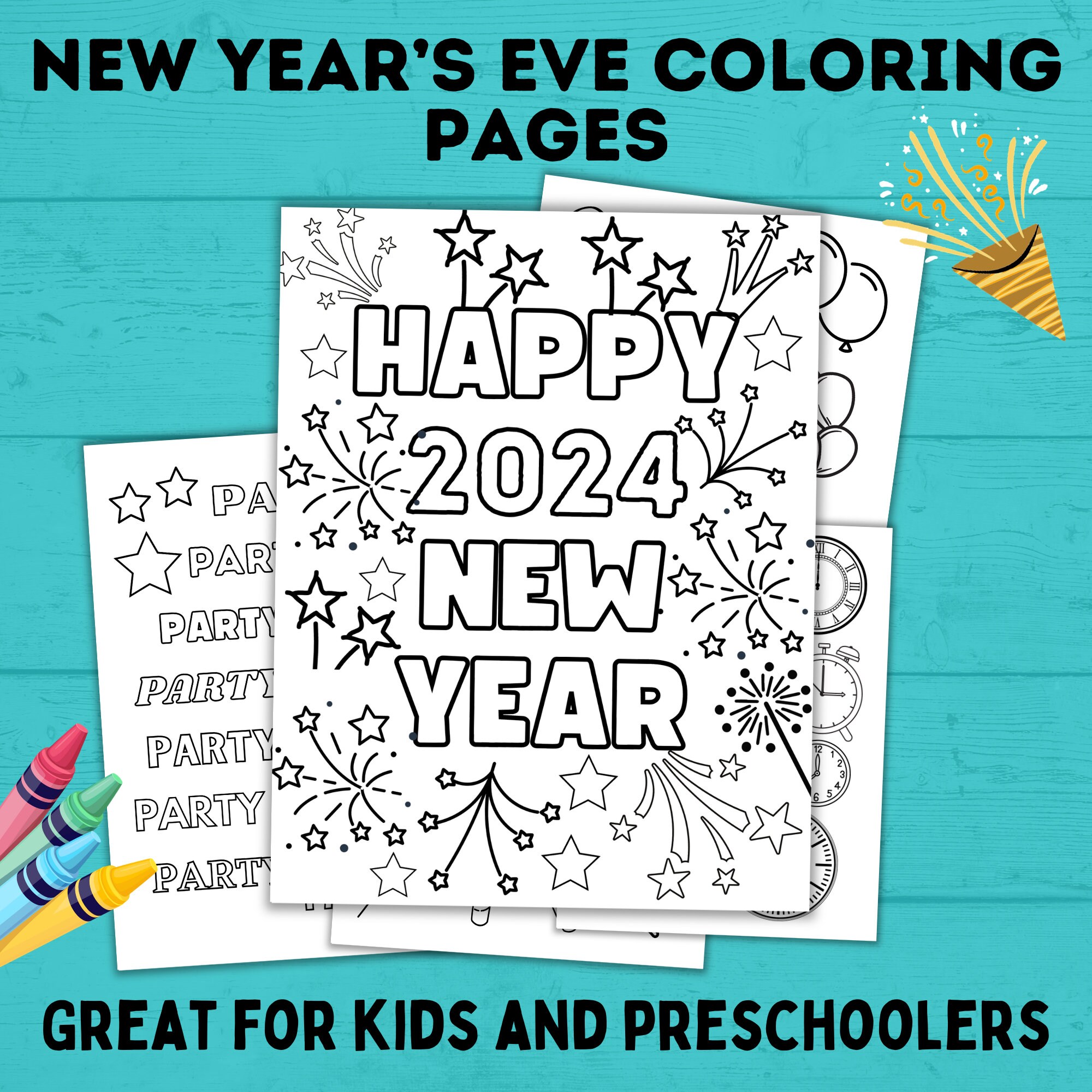New Year's Eve Coloring Pages for Kids New Year's Eve Activities ...