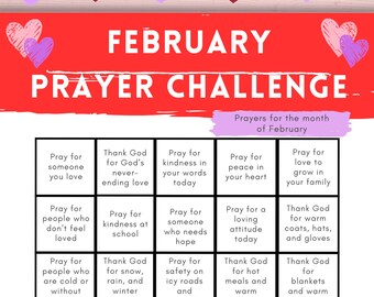 Prayer Challenge, Prayer Prompts, Kids Prayer Challenge List Card, Pray Schedule and Board, Family Sunday School Activity, Christian, Church