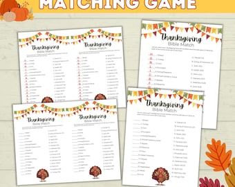 Thanksgiving Bible Match Game Printable for Kids and Adults | Digital Download in 2 Sizes | PDF