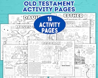 Old Testament Activity Pages, Bible Characters Pages, Sunday School Activity, Bible Activity, Church Games, Moses, Job, Deborah, Ruth, Noah