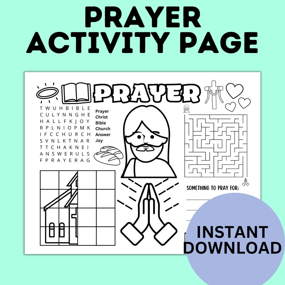 Prayer Activity Page for Kids Sunday School Activity Page Teach Kids to