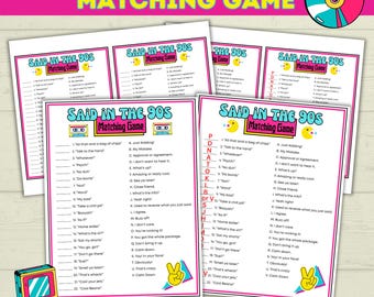 Gioco di abbinamento a quiz anni '90: divertimento retrò per le feste (PDF stampabile)