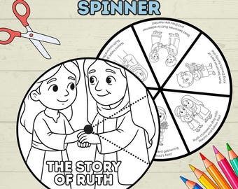 Ruth Bible Craft, Ruth Story Spinner Craft, Sunday School Craft, VBS, Bible Lesson Activity, Naomi and Ruth Activity, Cut and Paste