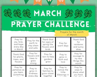 Prayer Challenge for March, St. Patrick's Day Activity, March Activity, Spring Chart, Prayer List, Kids Prayer Prompts, Sunday School