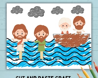 Jesus Walks on Water Craft, Bible Lesson Craft, Sunday School Craft, Kids Church Craft, Bible Story Activity, Cut and Paste, Homeschool