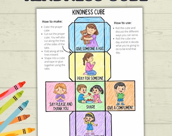 Kindness Cube Craft, Sunday School Craft, Kids Crafts, Kindness Craft, Christian Crafts, Bible Crafts, Homeschool, Lesson VBS, Cut and Paste