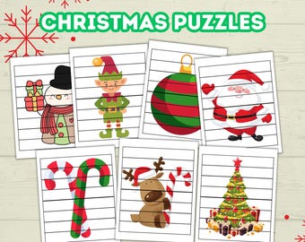 Rompecabezas navideños imprimibles para preescolar, actividades y juegos para niños de kínder, descarga digital para educación en casa, PDF