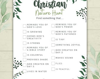 Christian Nature Walk for Kids, Creation Scavenger Hunt, Bible Scavenger Hunt, Nature Hunt, Christian Activity, VBS, Sunday School Activity