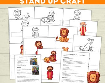 Bible Characters Daniel in the Lion's Den Craft for Kids, Sunday School Crafts, Bible Coloring Pages Lesson, Digital Download, PDF