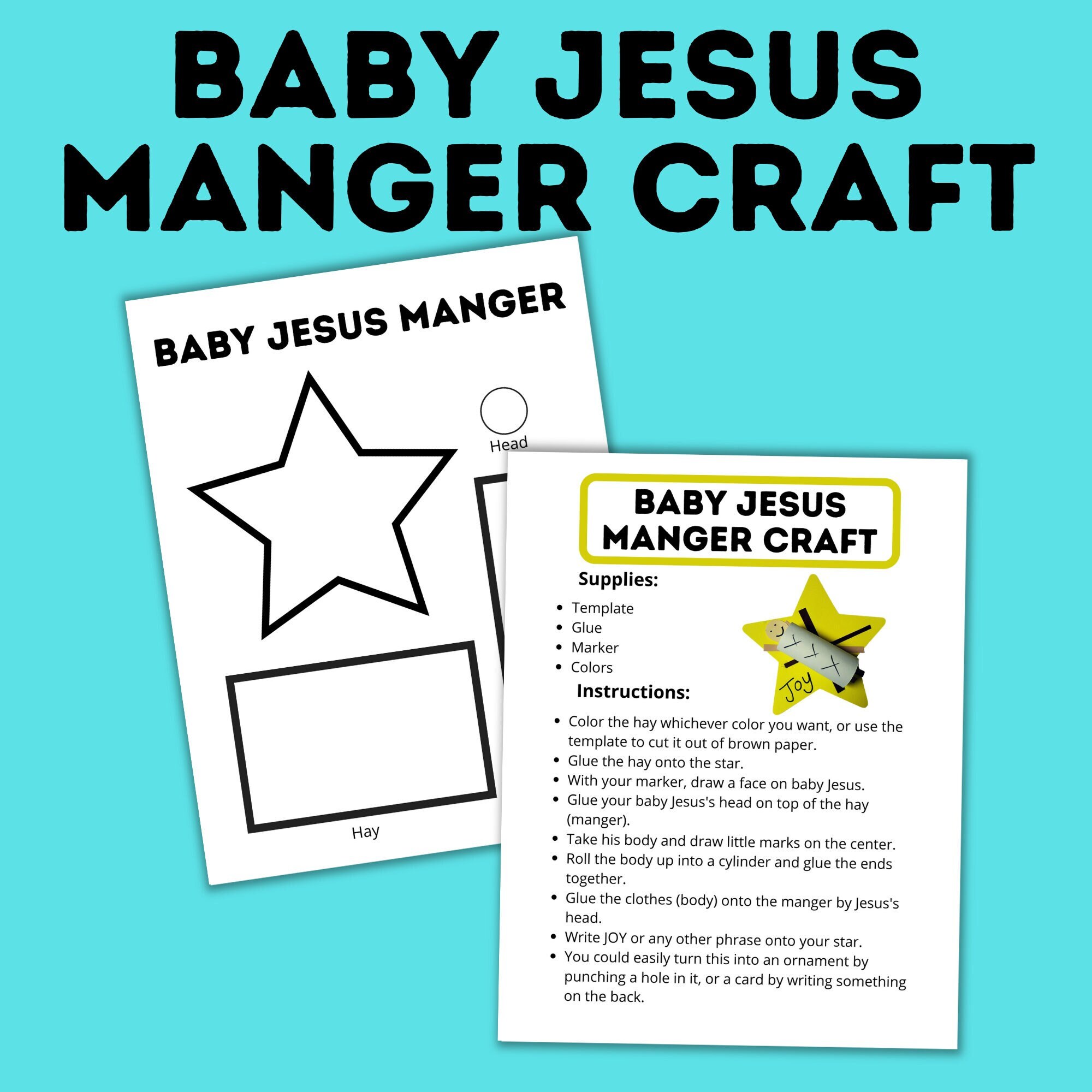 Baby Jesus in a Manger Craft Template for Kids Christmas Craft for Kids