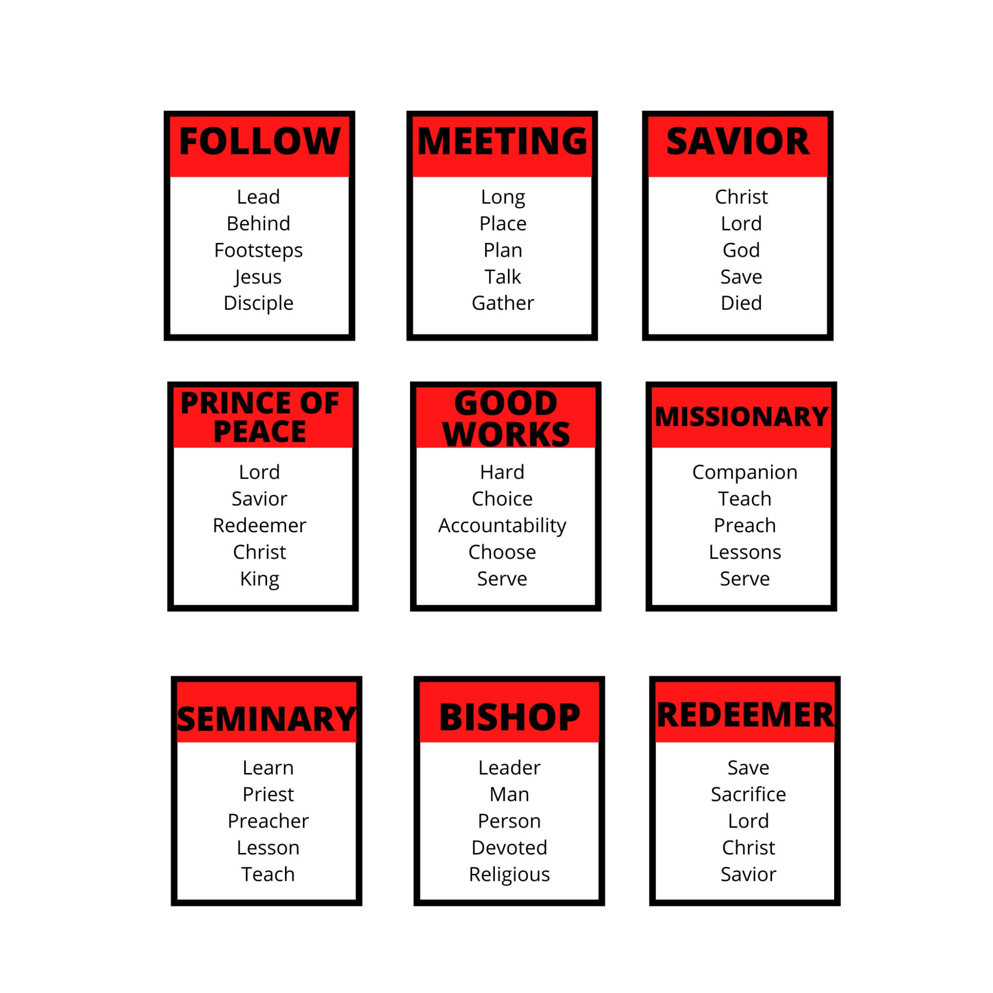 Group Church Game Bible Taboo Church Taboo Card Game Etsy