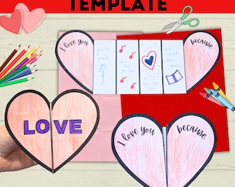 Muttertagskarte, Herz-Handwerk-Kinder, Muttertagskarte, Falten-Handwerk, Klassenzimmer-Party, Sonntagsschule, Ausschneiden und Einfügen Kleinkind,Kindergarten