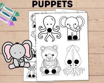 Animal Finger Puppets | Paper Finger Puppets to Color | Printable Finger Puppets | Animal Printables | PDF Download |